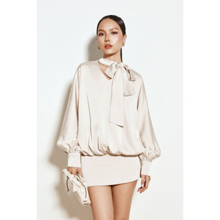 [N6] Đầm Ngắn Cloudy Bow Style, Chất Vải Lụa Tô Châu Thoải Mái, WDN168, SOME HOW STORE