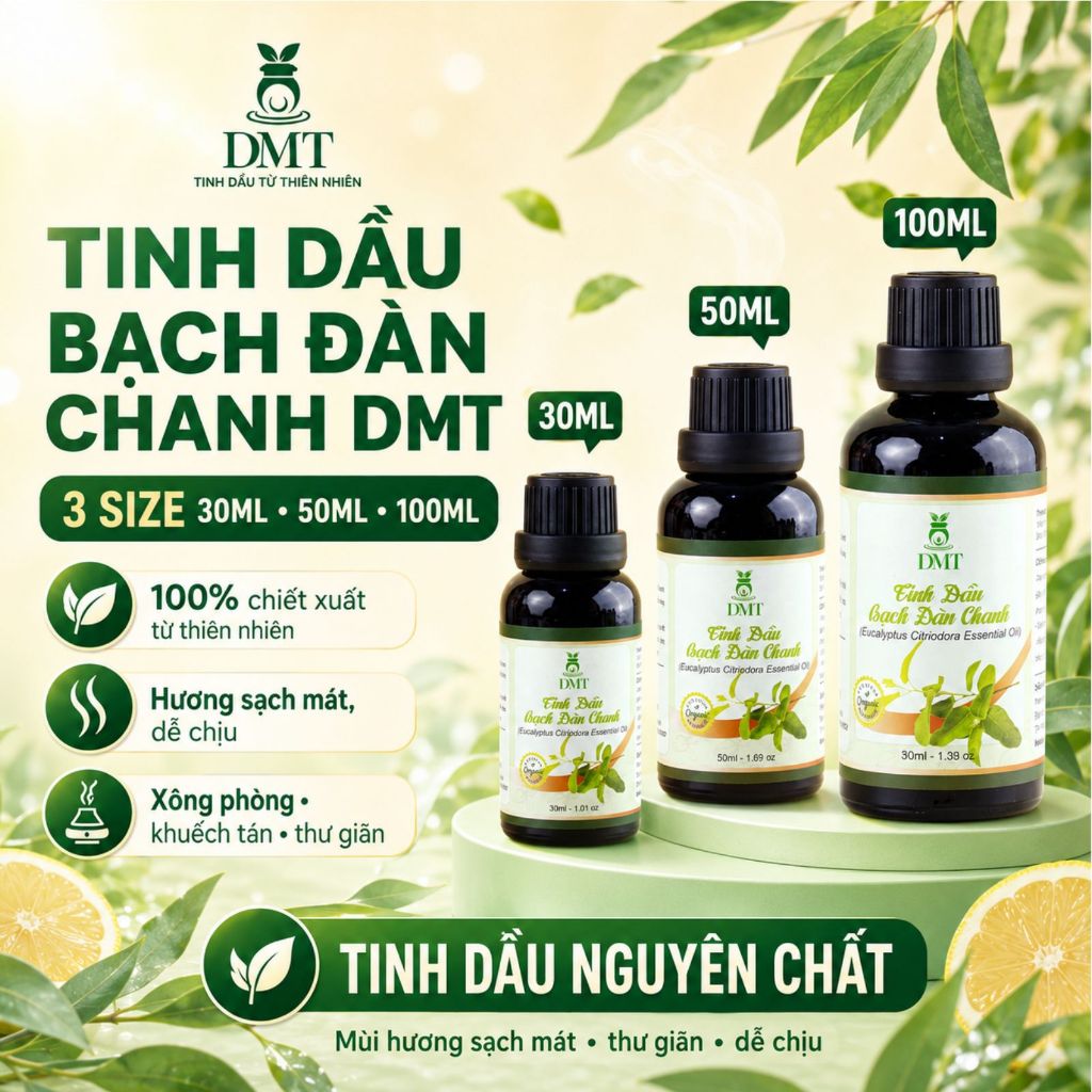 Tinh Dầu Bạch Đàn Chanh Nguyên Chất DMT – Hương Thơm Mát Lành Cho Phòng Ngủ, Phòng Làm Việc