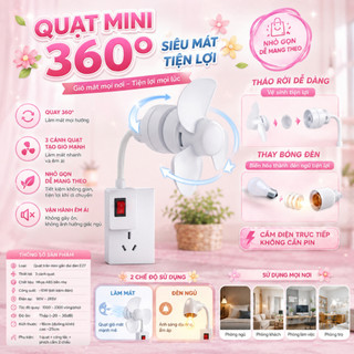 Quạt Trần Mini Gắn Đui Đèn 3 Cánh,Quạt Trần Mini,Có Phích Cắm,Tiết Kiệm Điện,Nhỏ Gọn,Dễ Lắp,Làm Mát