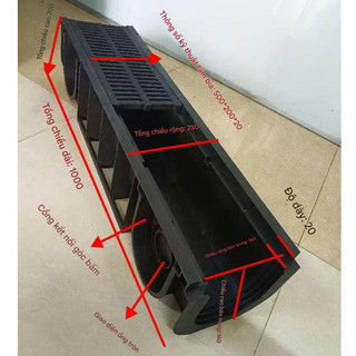 Cống thoát nước nhựa PP lắp ghép U200*20 : Nắp nhiều màu, tải trọng 1.5 tấn, thoát nước nhanh.