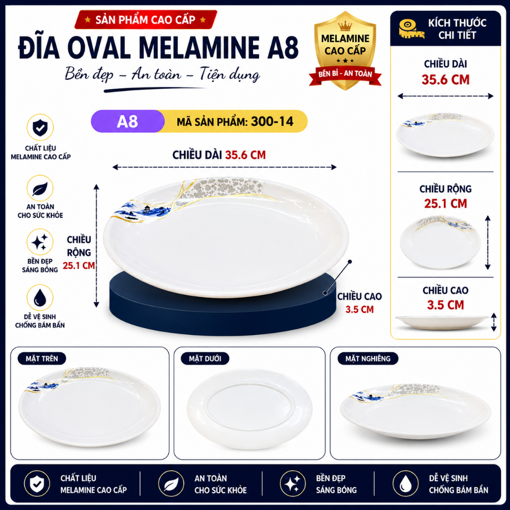 ĐĨA  SOÀI 300-14  MELAMINE A8 CAO CẤP – PHONG CÁCH PHƯƠNG ĐÔNG SANG TRỌNG