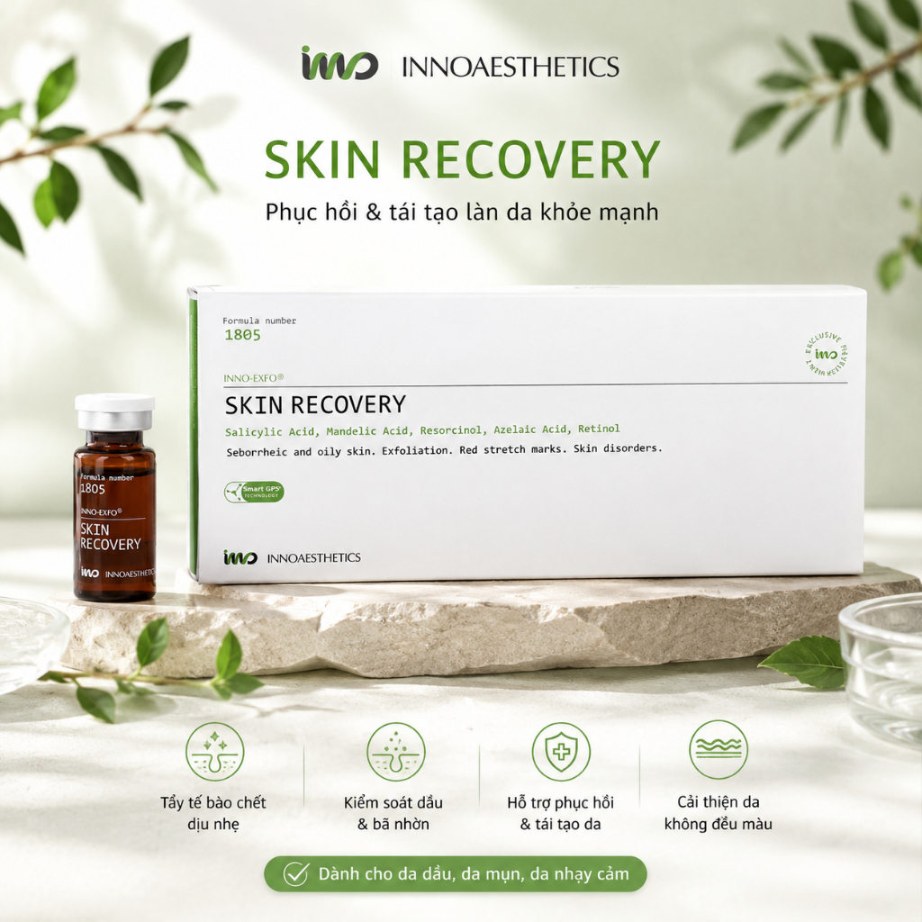 Tinh chất peel da Innoaesthetics Skin Recovery giúp giả.m mụn, giả.m th.âm, trẻ hóa da 1 lọ ( Tặng k.im bơm)