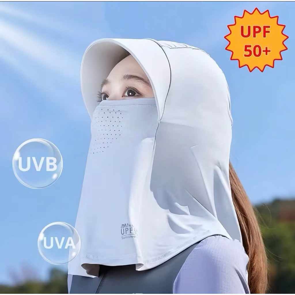 Nón Chống Nắng Liền Khẩu Trang Nữ Che Kín Mặt Chống Tia UV UPF50+ Đi Xe Máy Du Lịch Ngoài Trời