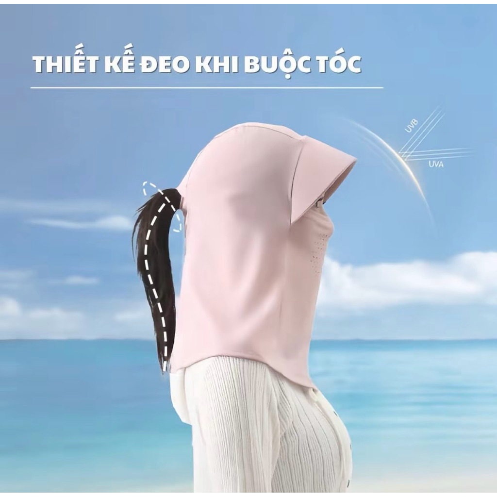 Nón Chống Nắng Liền Khẩu Trang Nữ Che Kín Mặt Chống Tia UV UPF50+ Đi Xe Máy Du Lịch Ngoài Trời