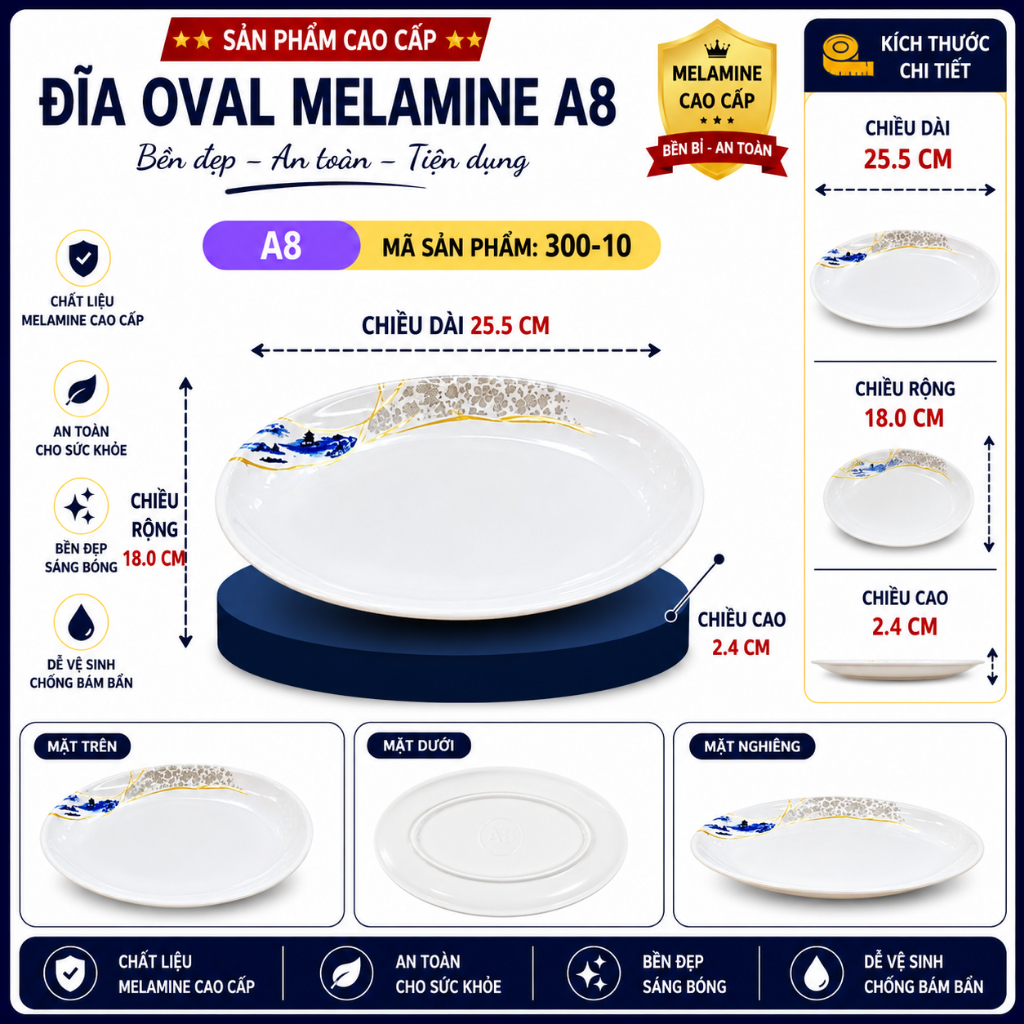 ĐĨA  SOÀI 300-10  MELAMINE A8 CAO CẤP – PHONG CÁCH PHƯƠNG ĐÔNG SANG TRỌNG