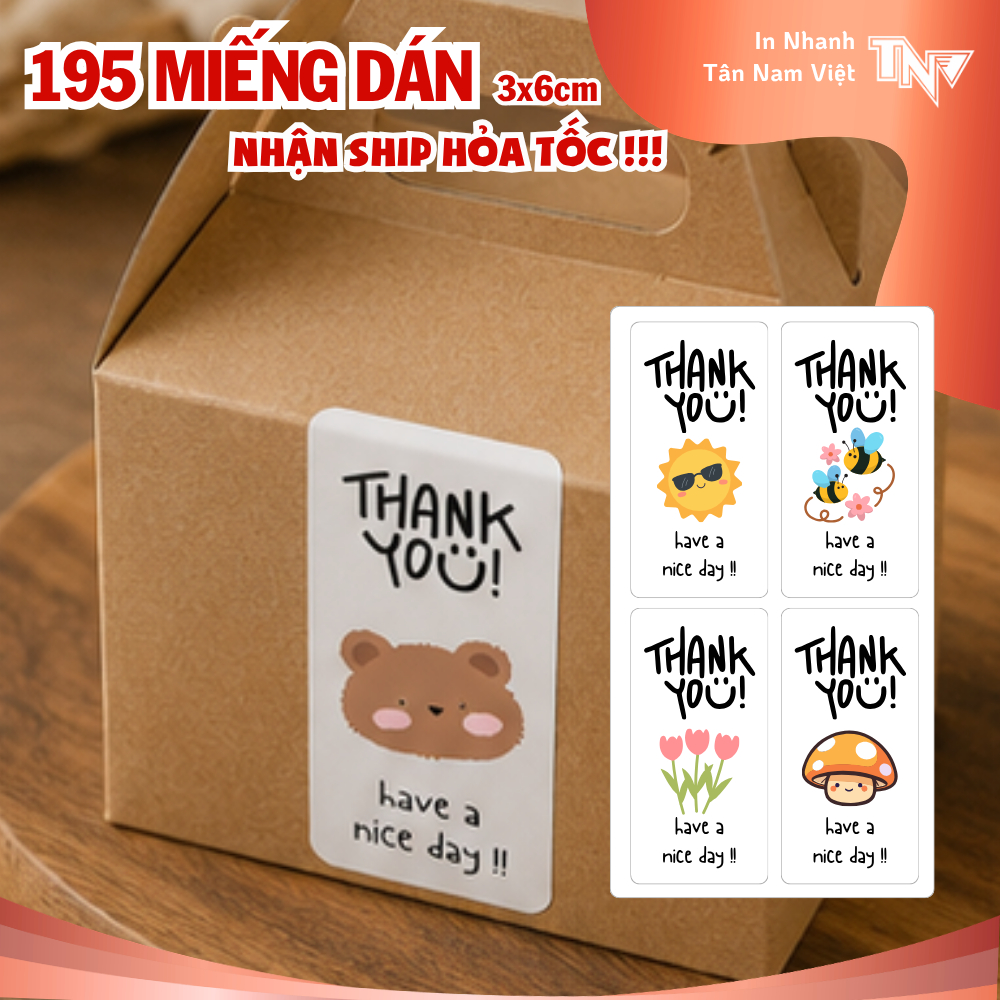 195 TEM DÁN CẢM ƠN KÍCH THƯỚC 3X6CM