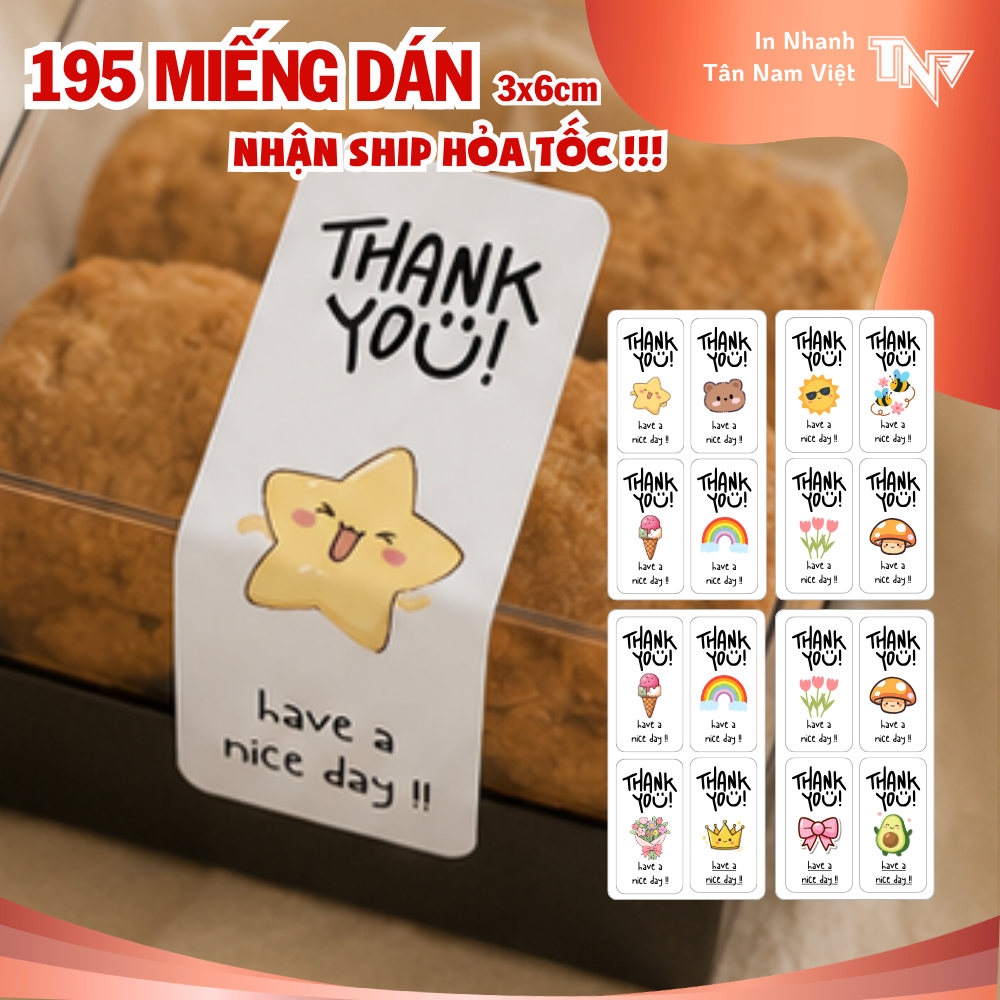 195 TEM DÁN CẢM ƠN KÍCH THƯỚC 3X6CM