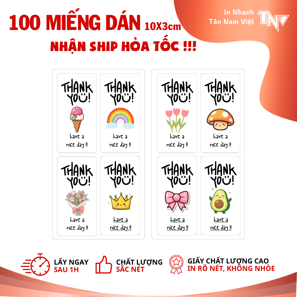 195 TEM DÁN CẢM ƠN KÍCH THƯỚC 3X6CM