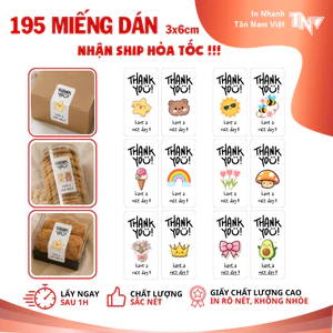 195 TEM DÁN CẢM ƠN KÍCH THƯỚC 3X6CM