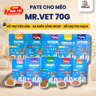 [COMBO] Pate Mr. Vet Cho Mèo, Pate Cho Mèo Từ Thịt Bổ Sung Các Dưỡng Chất Thiết Yếu Gói 70g Pet Kool