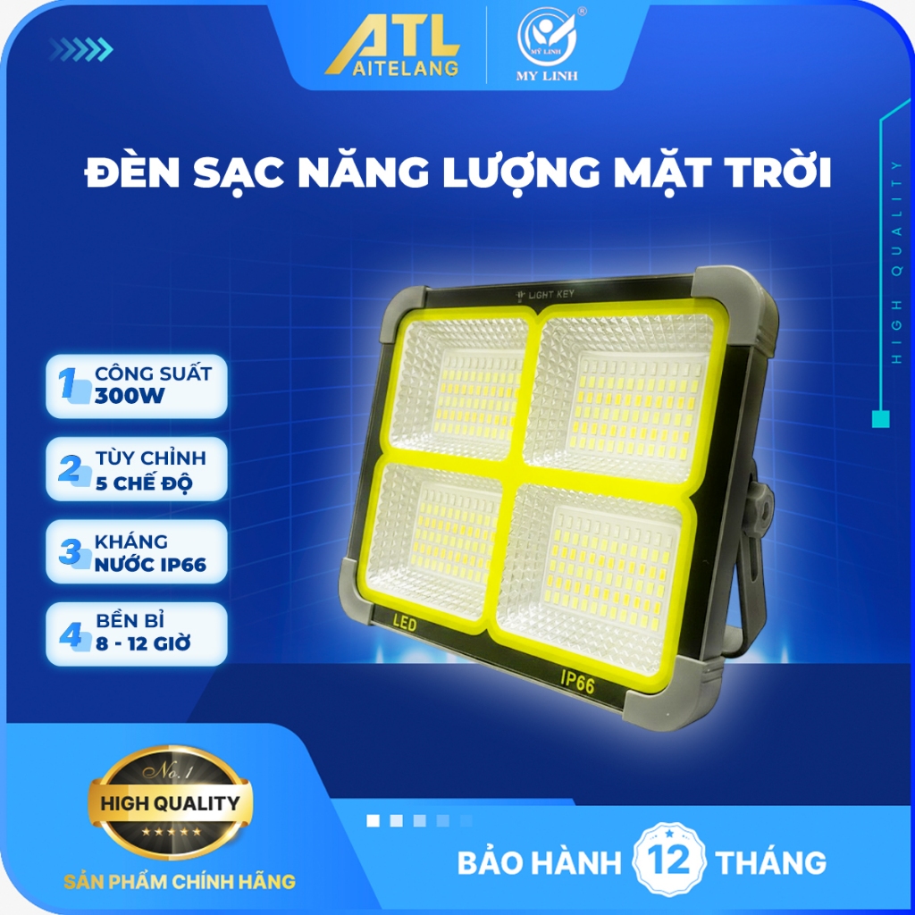 Đèn dự phòng Light Key A8-300, 300W - 4pin đèn năng lượng mặt trời,đèn pha tích điện,chống nước IP66