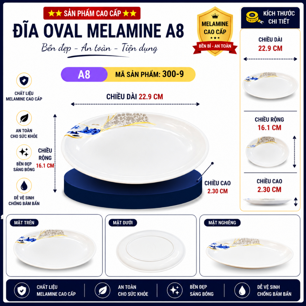 ĐĨA  SOÀI 300-9  MELAMINE A8 CAO CẤP – PHONG CÁCH PHƯƠNG ĐÔNG SANG TRỌNG