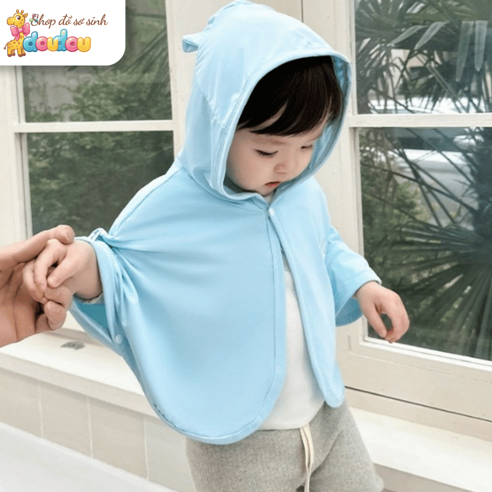 Áo Choàng Chống Nắng Chống Tia UV Mỏng Nhẹ Vải Lụa Băng Mát Lạnh Cho Bé Trai Bé Gái 0-2 tuổi DouDou