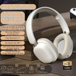 Tai nghe Chụp tai Bluetooth SYT1- Âm Thanh HiFi Chống Ồn, Kèm Mic Rời Lọc Tiếng Ồn, Pin Trâu 20H