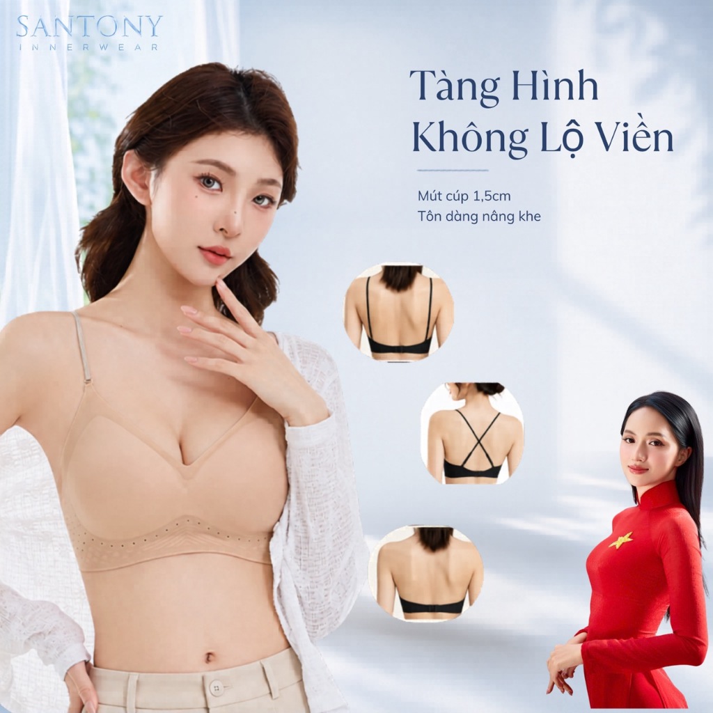 [SANTONY x HƯƠNG GIANG] Áo Ngực Khoét Lưng Sâu - 3 Cách Mặc - Tàng Hình Không Lộ Viền - Thoáng Mát Thấm Hút Mồ Hôi 65122