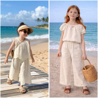 💯BEST SELLER💯Set Bộ Đi Biển Bé Gái Cao Cấp Vuikids68 - Đồ Bộ Thêu Hoa Tinh Xảo Phong Cách Hàn Quốc (13-45kg)