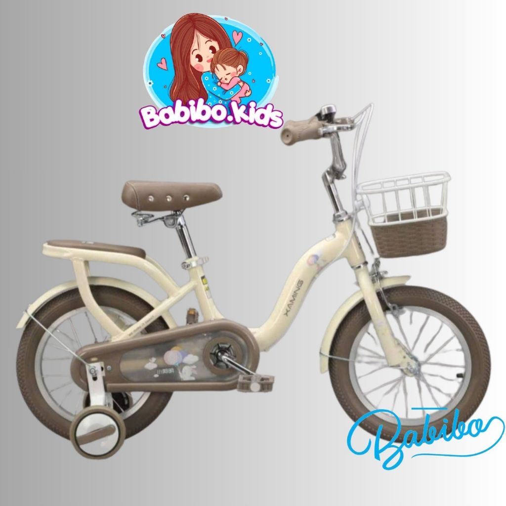 Xe đạp trẻ em, Xe đạp bé gái siêu xinh có giỏ mây VIP babibo kids