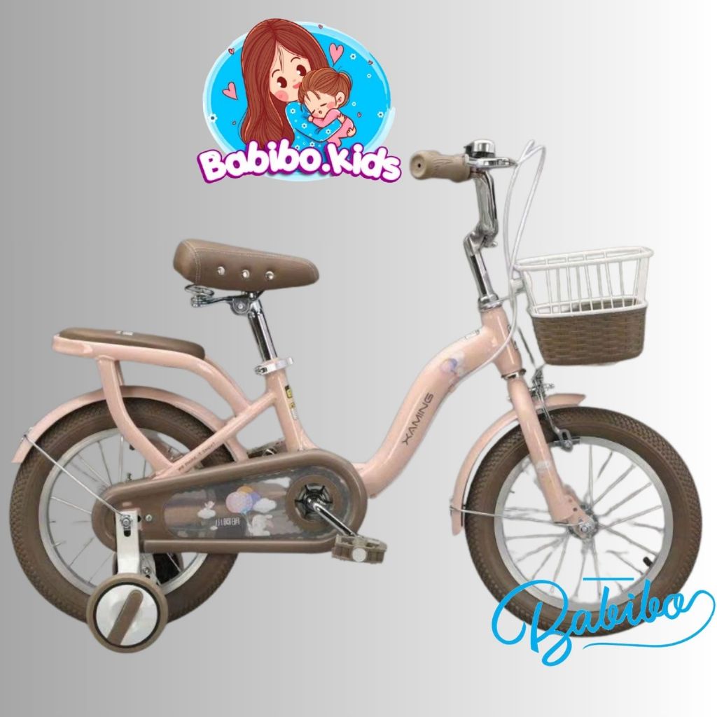 Xe đạp trẻ em, Xe đạp bé gái siêu xinh có giỏ mây VIP babibo kids