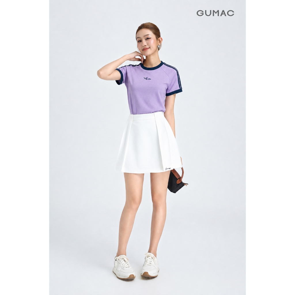 Áo Thun Nữ Gmorning - GUMAC Form Lửng Tay Ngắn Phối Sọc Cá Tính Trẻ Trung Năng Động YATG06045
