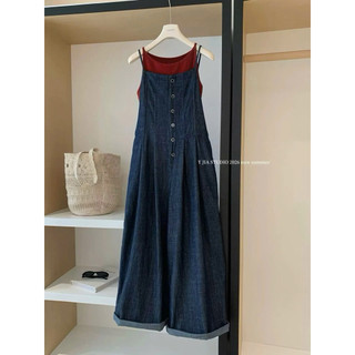 Set Áo Ba Lỗ Đỏ Quần Yếm Jean Chuẩn Miêu [Hàng YJIA]