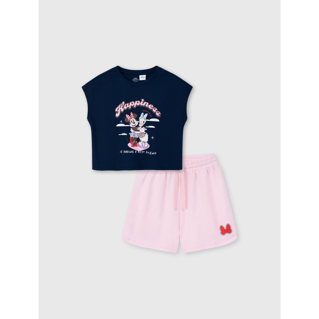 Bộ quần áo bé gái CANIFA áo sát nách quần short chất cotton USA in hình Mickey & Friends 1ST26S004