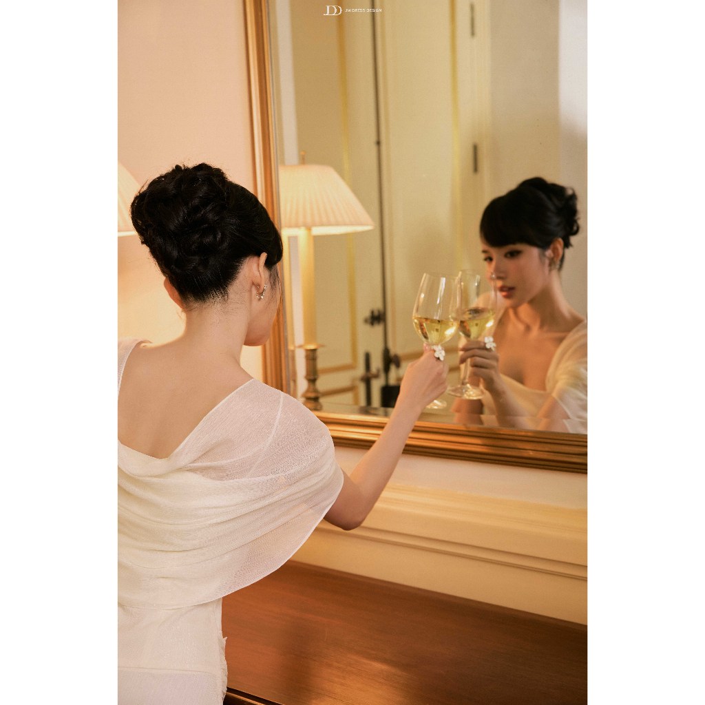 Đầm Party 2 Dây Tà Vắt Bung 1P02.2605, Đầm Dài Dự Tiệc Dáng Suông Rũ Nhẹ Thiết Kế Draping Sang Trọng, Váy Tiểu Thư By JM