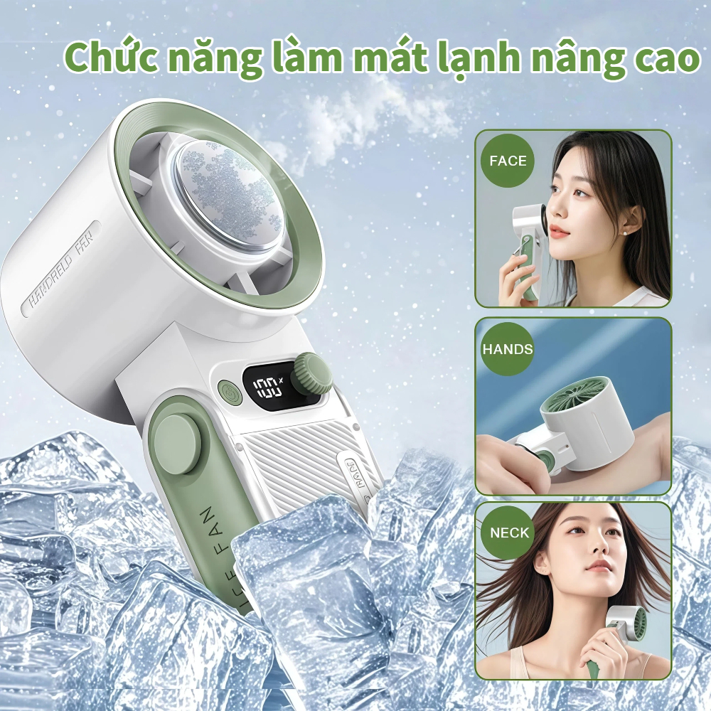 Quạt cầm tay băng lạnh có Sò lạnh quạt Turbo 199 tốc độ gió 8000mah có thể sạc lại không ồn làm mát