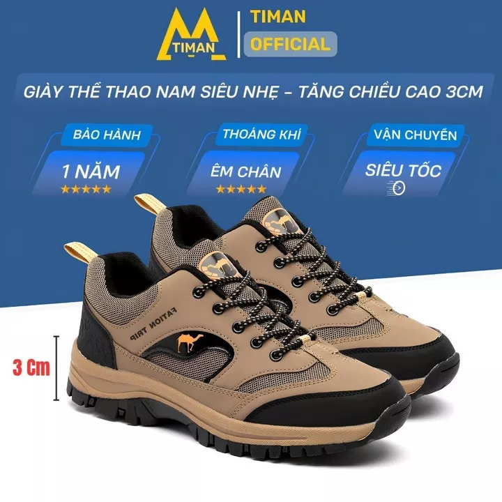 Giày thể thao nam Timanvn SN51 siêu nhẹ êm chân thoáng khí phù hợp leo núi chạy bộ bảo hộ cao cấp