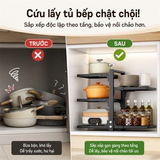 Kệ để xoong nồi nhà bếp 2/3/4/5 tầng Kệ để nồi nhiều 100% sắt Kệ gầm bếp