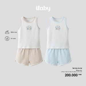 Bộ quần áo sát nách cho bé hình chú voi chất cotton co giãn thoáng mát, mềm mịn [0051]