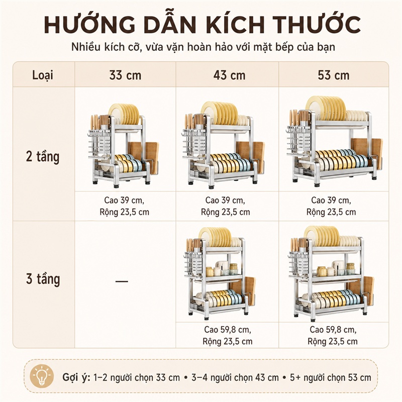 BMZAR Kệ Bát Đĩa Inox 2/3 Tầng Khay thoát nước miễn phí Kệ đựng chén bát Inox 304 Giá để bát đĩa nhà bếp | BigBuy360 - bigbuy360.vn