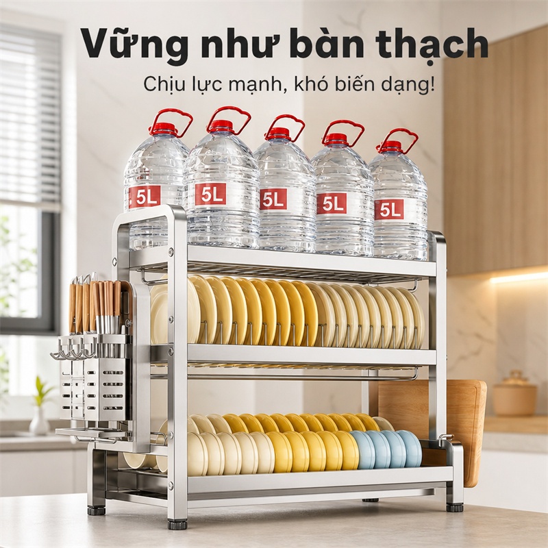BMZAR Kệ Bát Đĩa Inox 2/3 Tầng Khay thoát nước miễn phí Kệ đựng chén bát Inox 304 Giá để bát đĩa nhà bếp | BigBuy360 - bigbuy360.vn