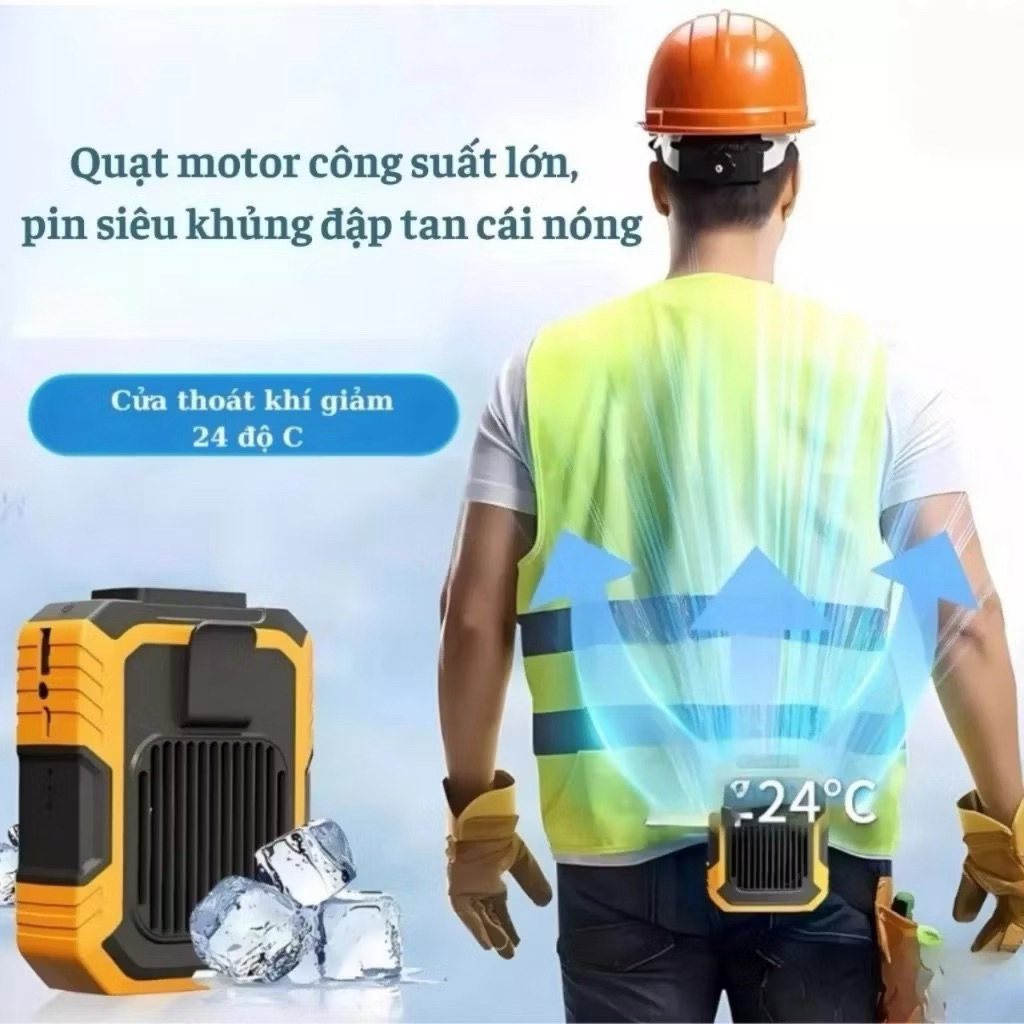 Quạt điều hoà đeo thắt lưng, Quạt đeo cổ tích điện Waist Fan 5 mức gió, sử dung từ 3h đến 5h
