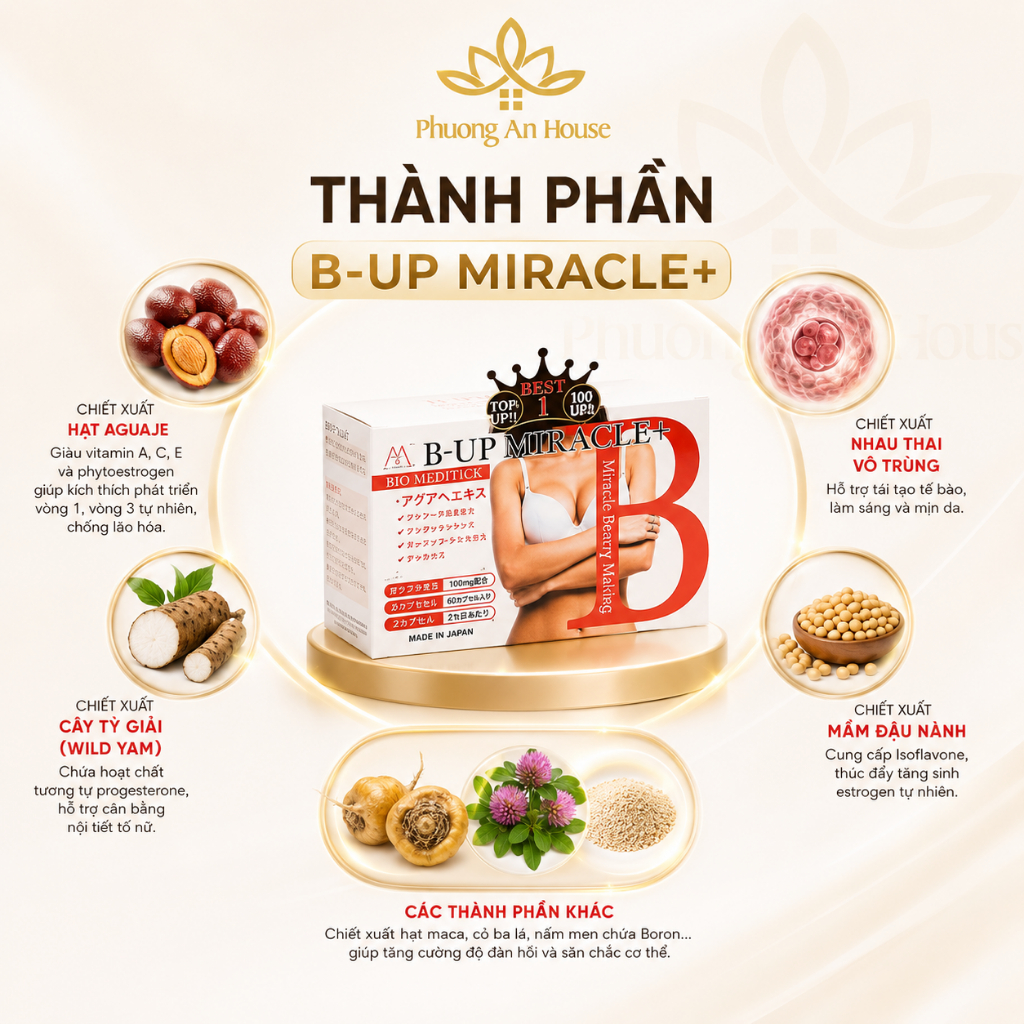 Viên uống B-Up Miracle tăng kích thước vòng 1 và vòng 3