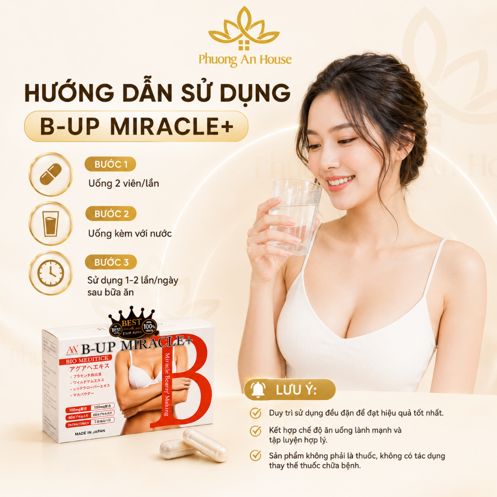 Viên uống B-Up Miracle tăng kích thước vòng 1 và vòng 3
