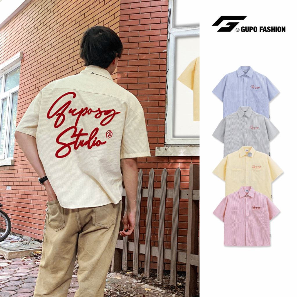 Áo Sơ Mi Tay Ngắn Boxy Thêu Xù Gupo’sg Studio Vải Oxford Unisex Local Brand GUPO – TS04 | BigBuy360 - bigbuy360.vn