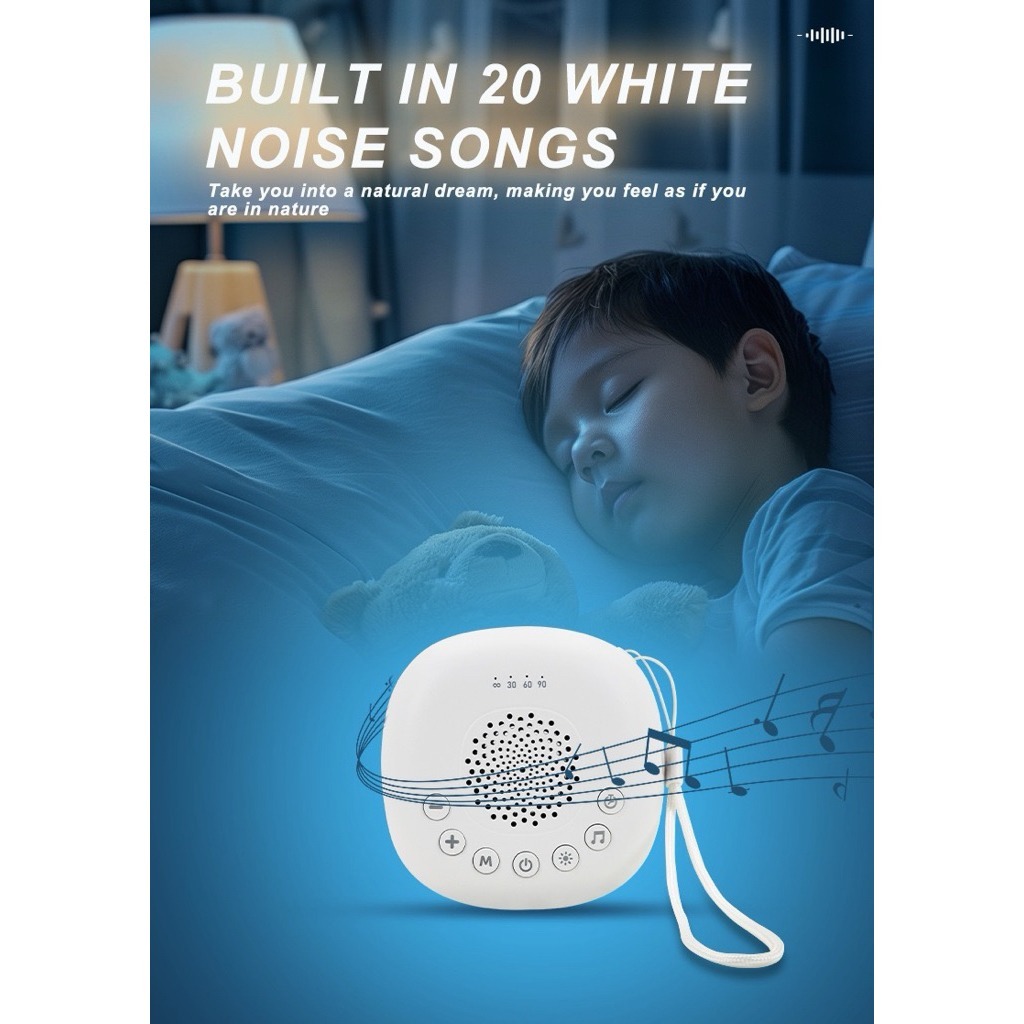 Máy Tiếng Ồn Trắng Cho Bé Chính Hãng White Noise 20 Âm Thanh Hỗ Trợ Bé Dễ Đi Vào Giấc Ngủ DouDou