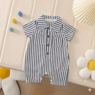Body sọc đùi cổ bẻ chất thô cotton bé trai 4-10Kg. Body liền thân sơ mi cho bé trai. Dino Kids