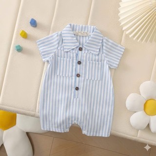 Body sọc đùi cổ bẻ chất thô cotton bé trai 4-10Kg. Body liền thân sơ mi cho bé trai. Dino Kids