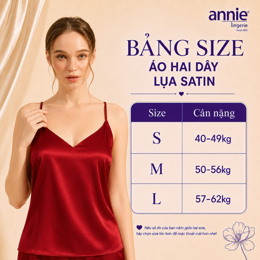 Áo Hai Dây Lụa Satin annie Cổ V 6046 Mặc Trong Vest Sang Chảnh, Mềm Mịn Thoáng Mát Dễ Phối Đồ