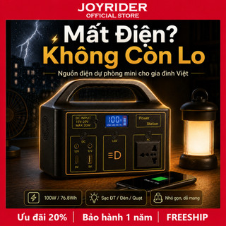 Trạm Sạc Di Động Đa Năng 100W 76.8Wh Có Ổ Cắm AC 220V, Sạc Nhanh Type-C, Đèn LED Tiện Dụng Cho Cắm Trại, Mất Điện