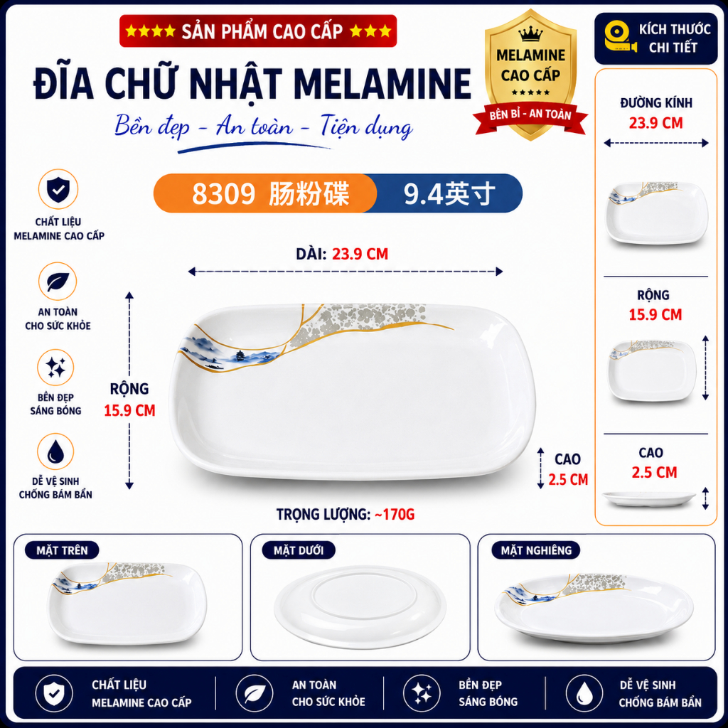 ĐĨA  8309 MELAMINE A8 CAO CẤP – PHONG CÁCH PHƯƠNG ĐÔNG SANG TRỌNG
