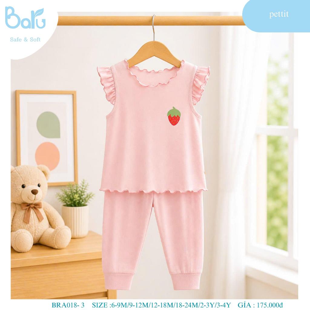 Bộ cổ tròn cộc tay quần dài cho bé BRA018-3