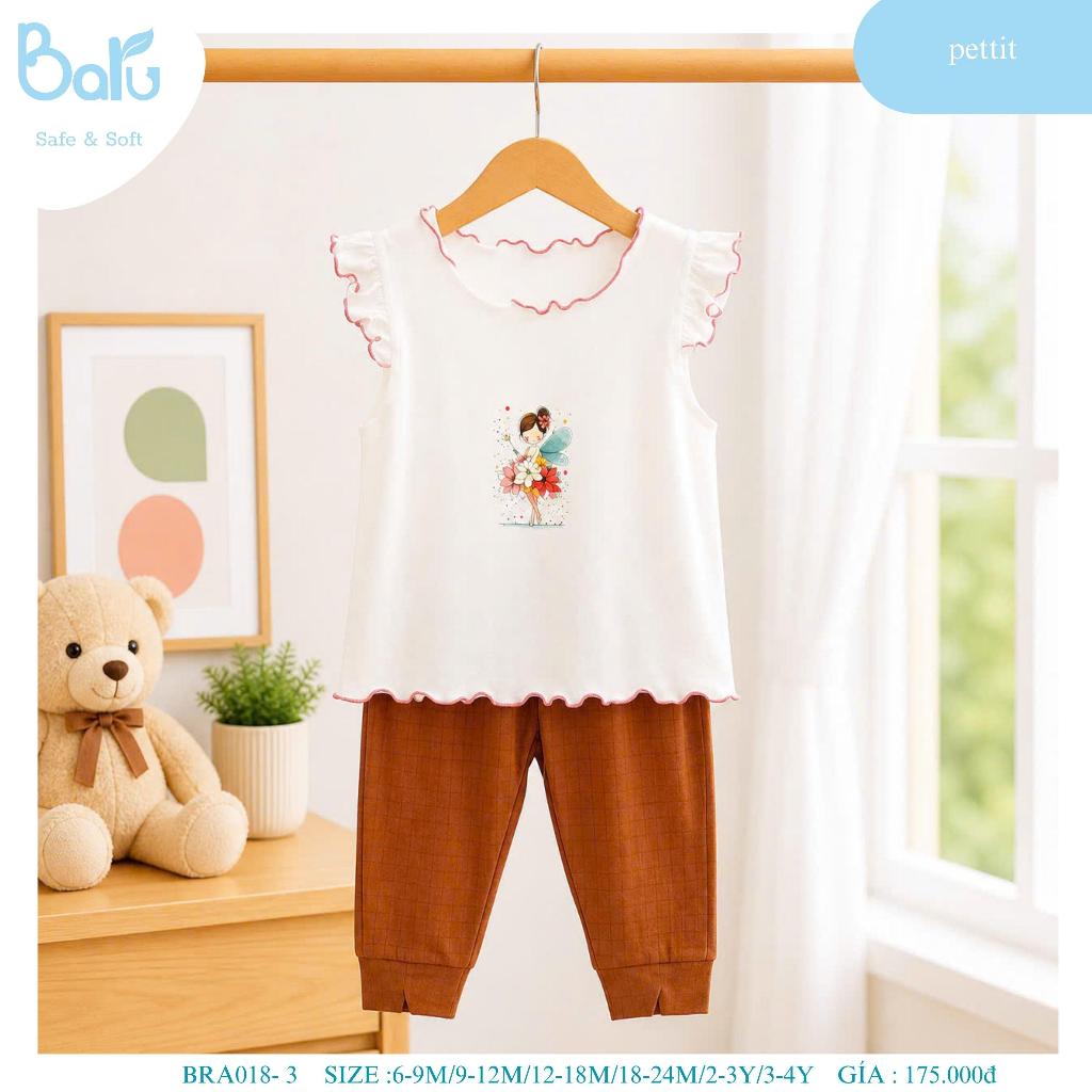 Bộ cổ tròn cộc tay quần dài cho bé BRA018-3