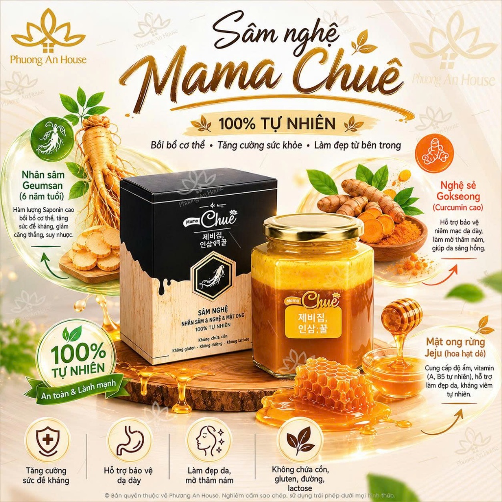 Sâm nghệ mật ong Hàn Quốc Mamachue hủ 500ml