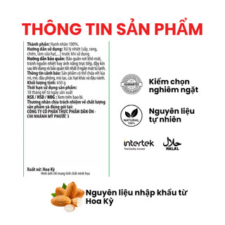 Hạnh Nhân Tự Nhiên Dạng Cắt Lát Có Vỏ Dan D Pak I Natural Sliced Almonds with Skin I 500g