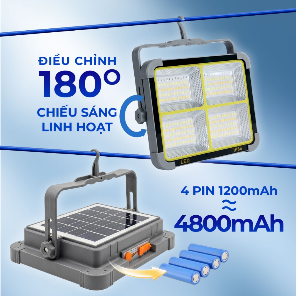 Đèn dự phòng Light Key A8-300, 300W - 4pin đèn năng lượng mặt trời,đèn pha tích điện,chống nước IP66
