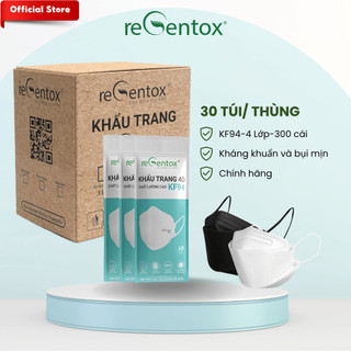 [THÙNG 30 TÚI] Khẩu Trang KF94 Regentox 4 Lớp Thông Thoáng, Lọc Bụi, Mùi Hôi, Vi Khuẩn 10 Cái/ Túi
