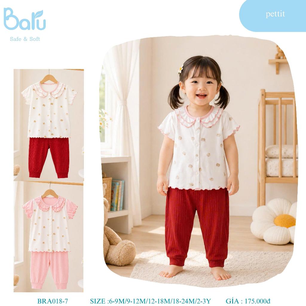 Bộ cài giữa cộc tay quần dài  bé gái BRA018-7