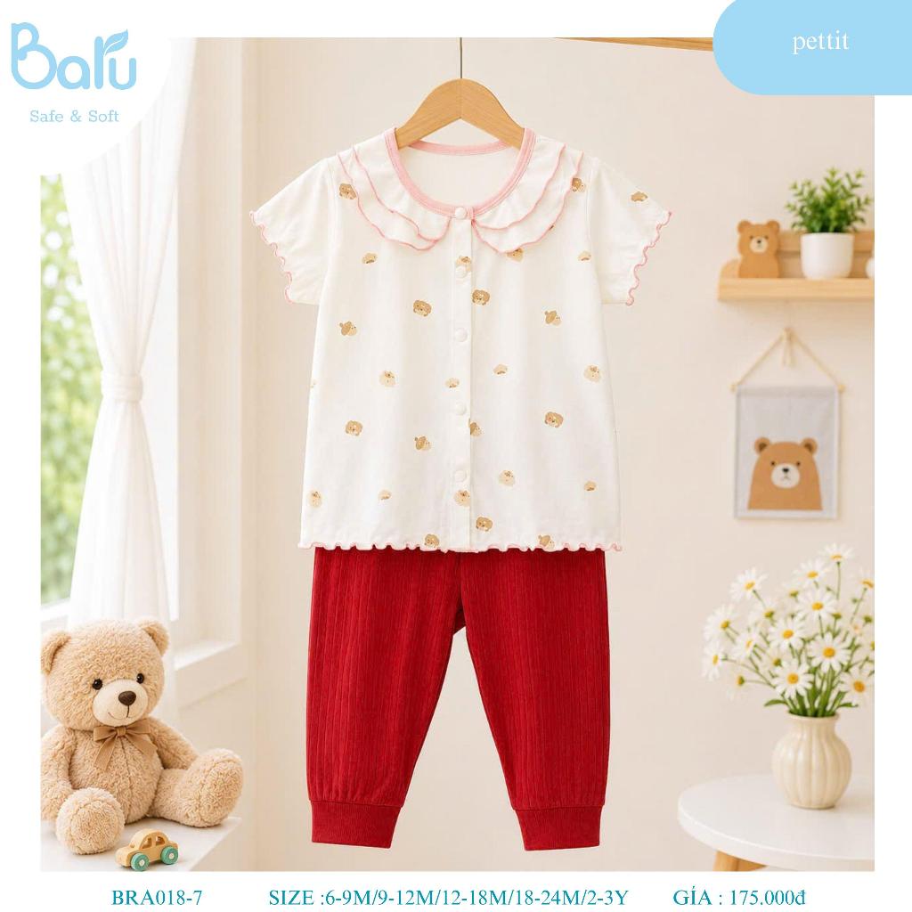 Bộ cài giữa cộc tay quần dài  bé gái BRA018-7